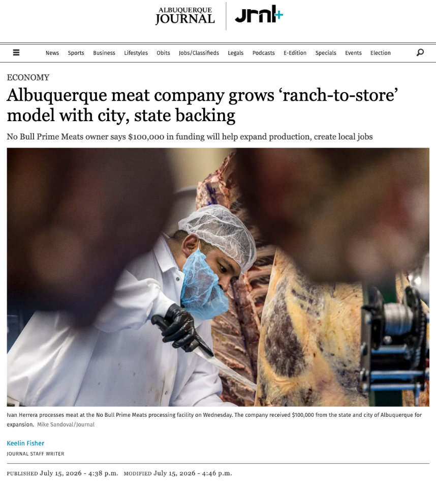 Albuquerque Journal Article 2026 - Albuquerque meat company grows ‘ranch-to-store’ model with city, state backing