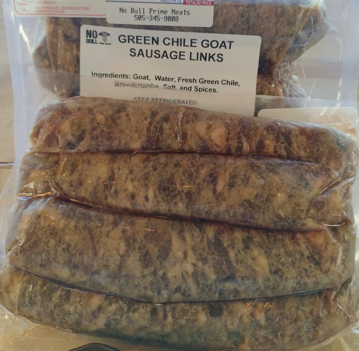 Green Chile Goat Sausage Links